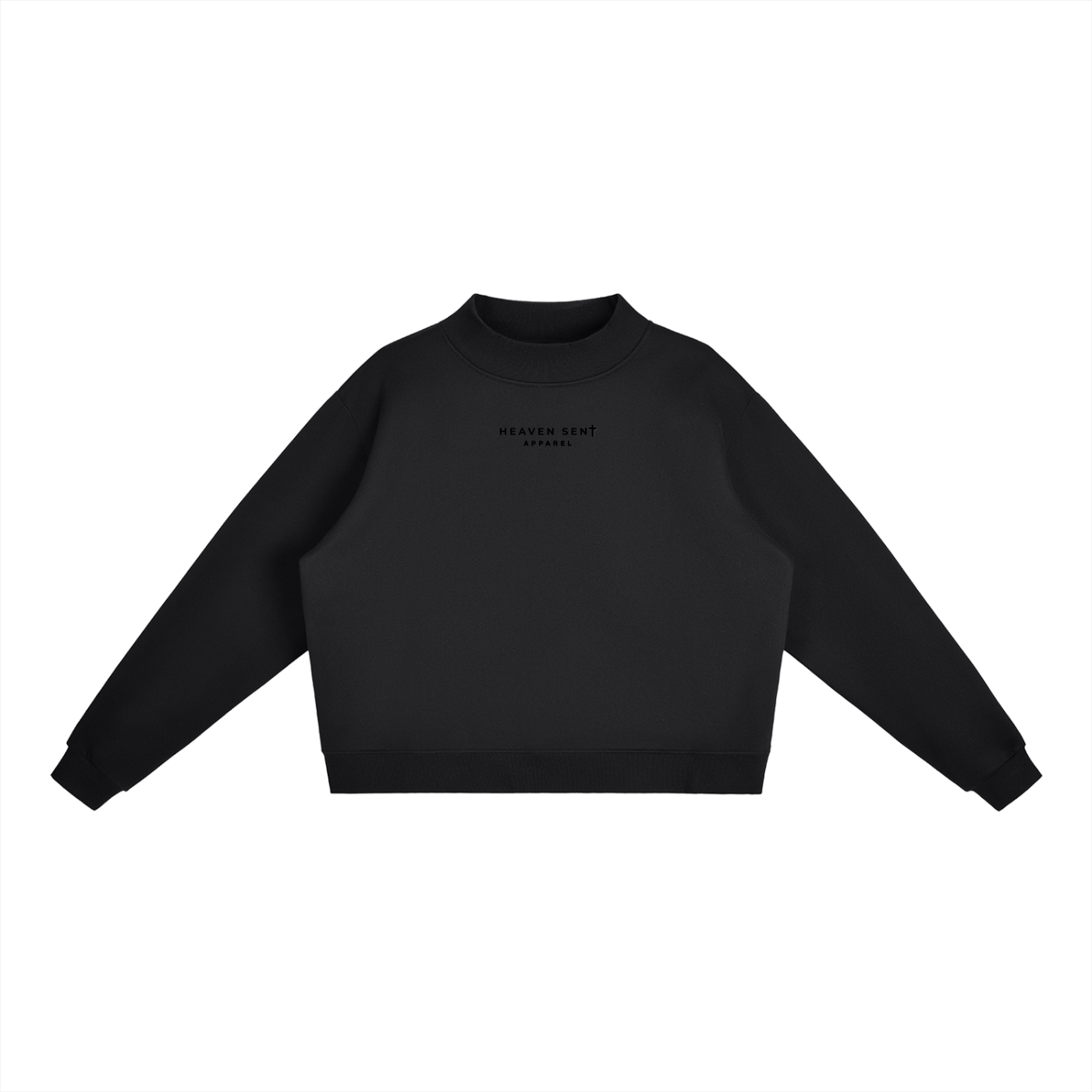 Womens Essential Fleece Mock-Neck Crew Sweatshirt